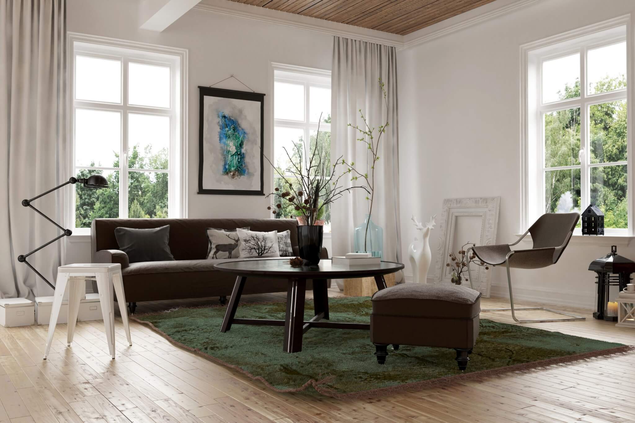 Lounge with Wooden Floor and Minimalistic Decor