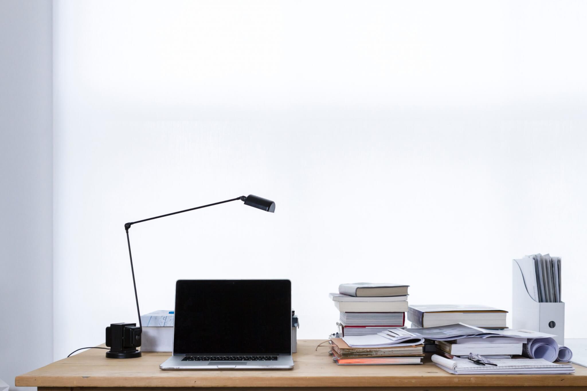 Office Table With Laptop & Books